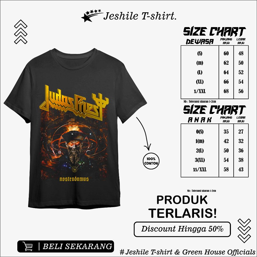 Kaos Metal / Baju metal band judas nostradamus - Private Judgment Day / T shirt Metal / Kaos Band / 