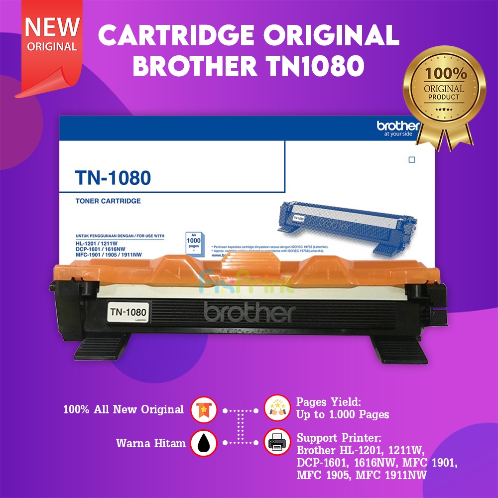 FixPrint Cartridge Original Brother TN1080 TN-1080 New, Printer Brother HL-1201 1211W DCP-1601 1616N