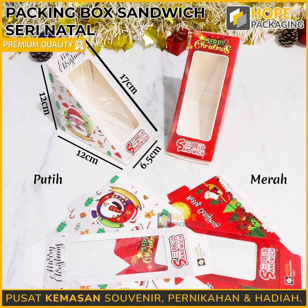 

Box Sandwich Seri Natal / Box Roti Sandwich / Sandwich Bentuk Segitiga / Box Segitiga Motif Natal