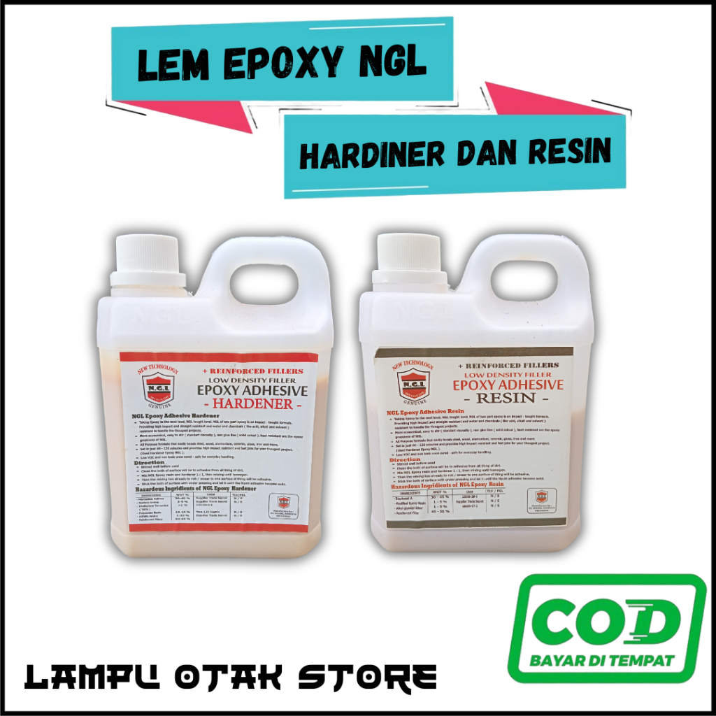 

LEM EPOXY POKSI KAYU NGL FILLER 1 RESIN & HARDENER BESAR KOTAK 2 CAIR KOMPONEN SUPER KUAT