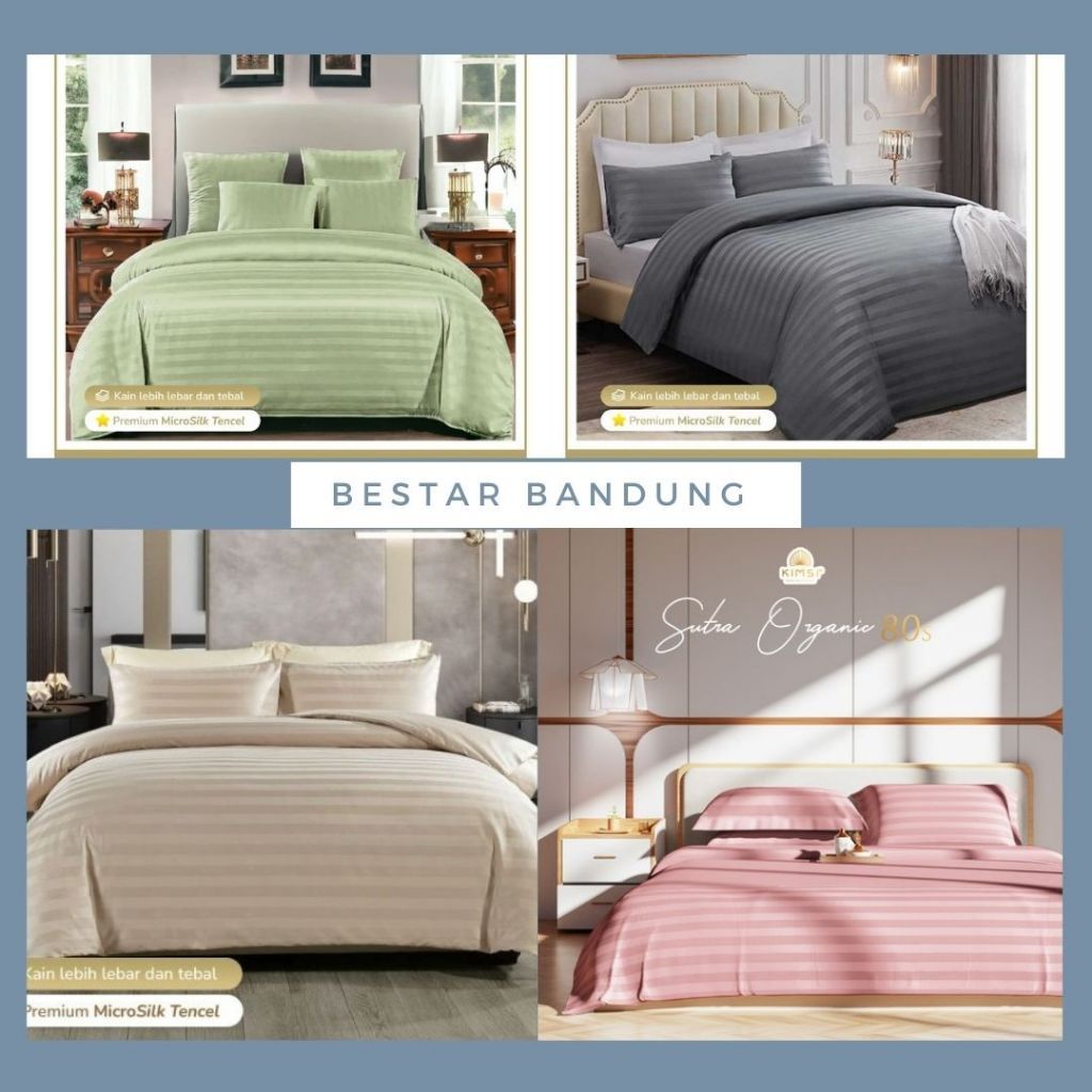 BEDCOVER HOTEL MOTIF GARIS /BEDCOVER MICRO TENCEL (HANYA SLIMUT SAJA)
