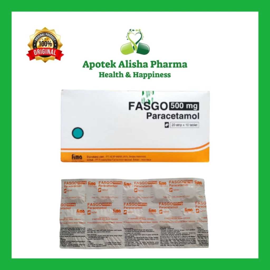 Fasgo Paracetamol 500mg Box isi 200 dan Strip isi 10 Tablet