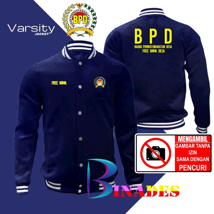 Jual Jaket Varsity BPD - BADAN PERMUSYAWARATAN DESA FREE NAMA DESA BINADES