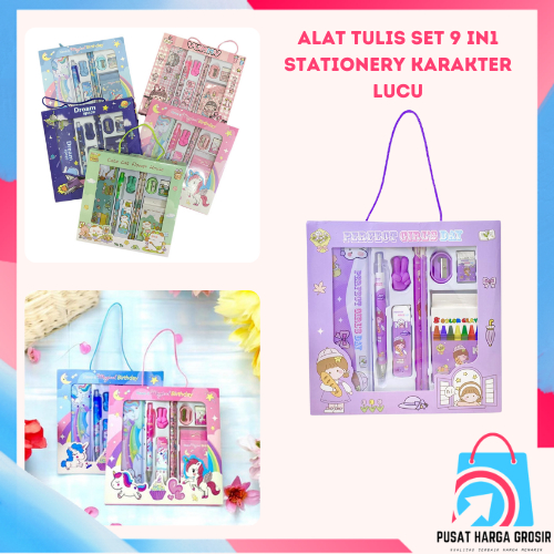 

PHG - Alat Tulis Set 9 In1 Stationery Karakter Lucu Set Perlengkapan Alat Tulis Sekolah Anak-Anak Murah Lengkap Souvenir Ulang Tahun Anak Alat Tulis 9 IN 1 Free Tempat Pensil Kaleng