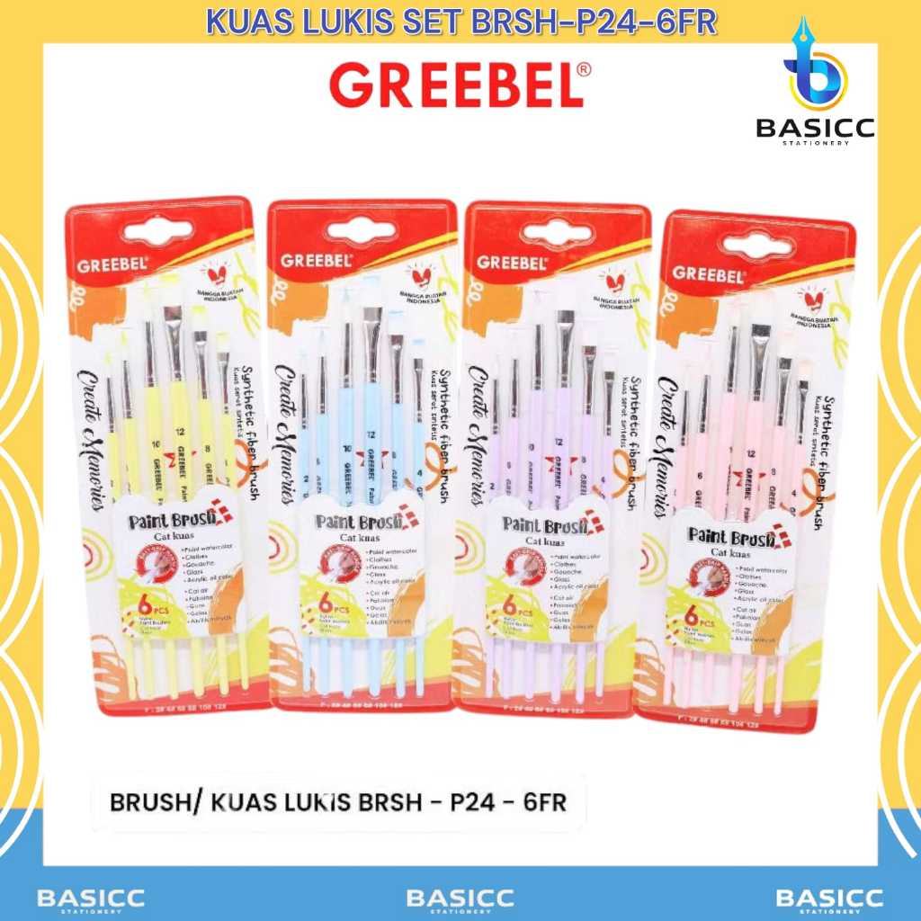 

Greebel Kuas Lukis Brush Paint Set BRSH P24 - 6FR | @ 1Set