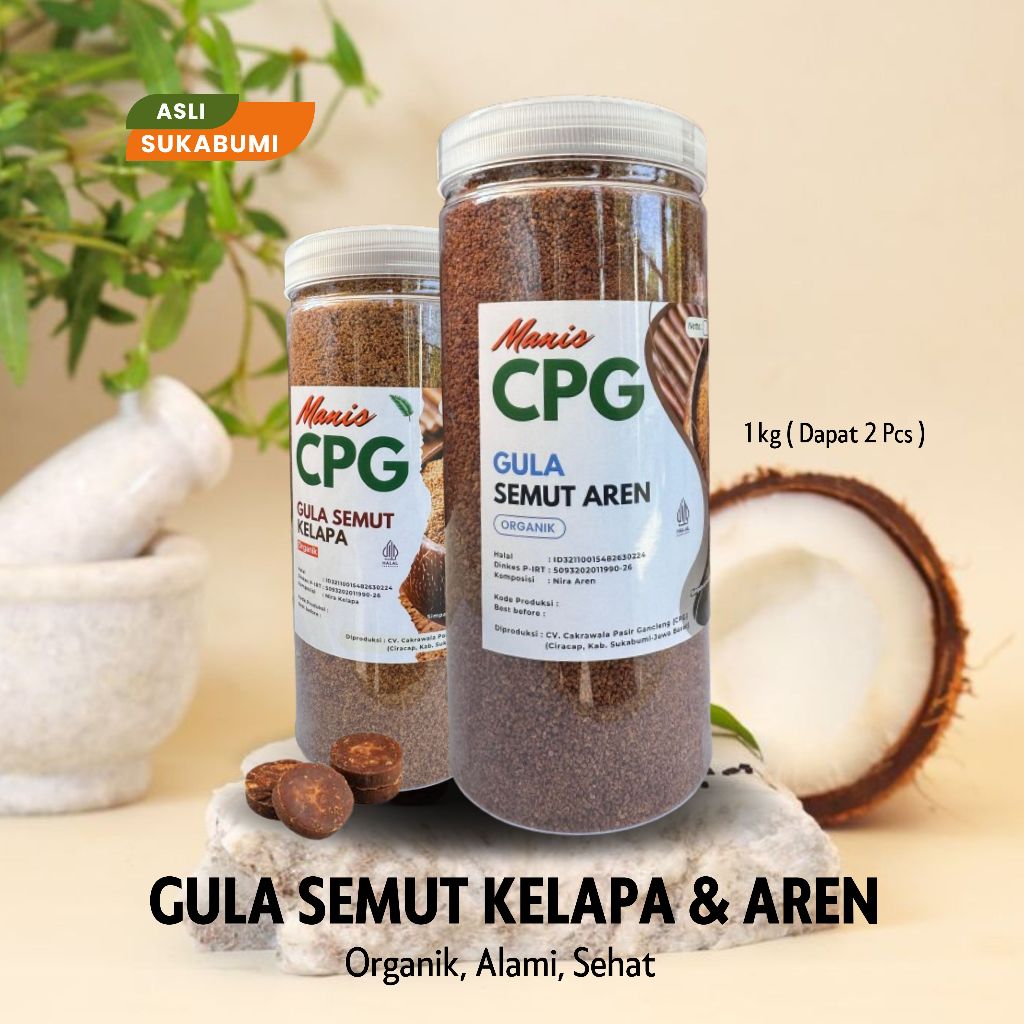 

CPG Paket 2 pcs Gula Aren dan Kelapa Bubuk Organik 1 kg Asli Sukabumi