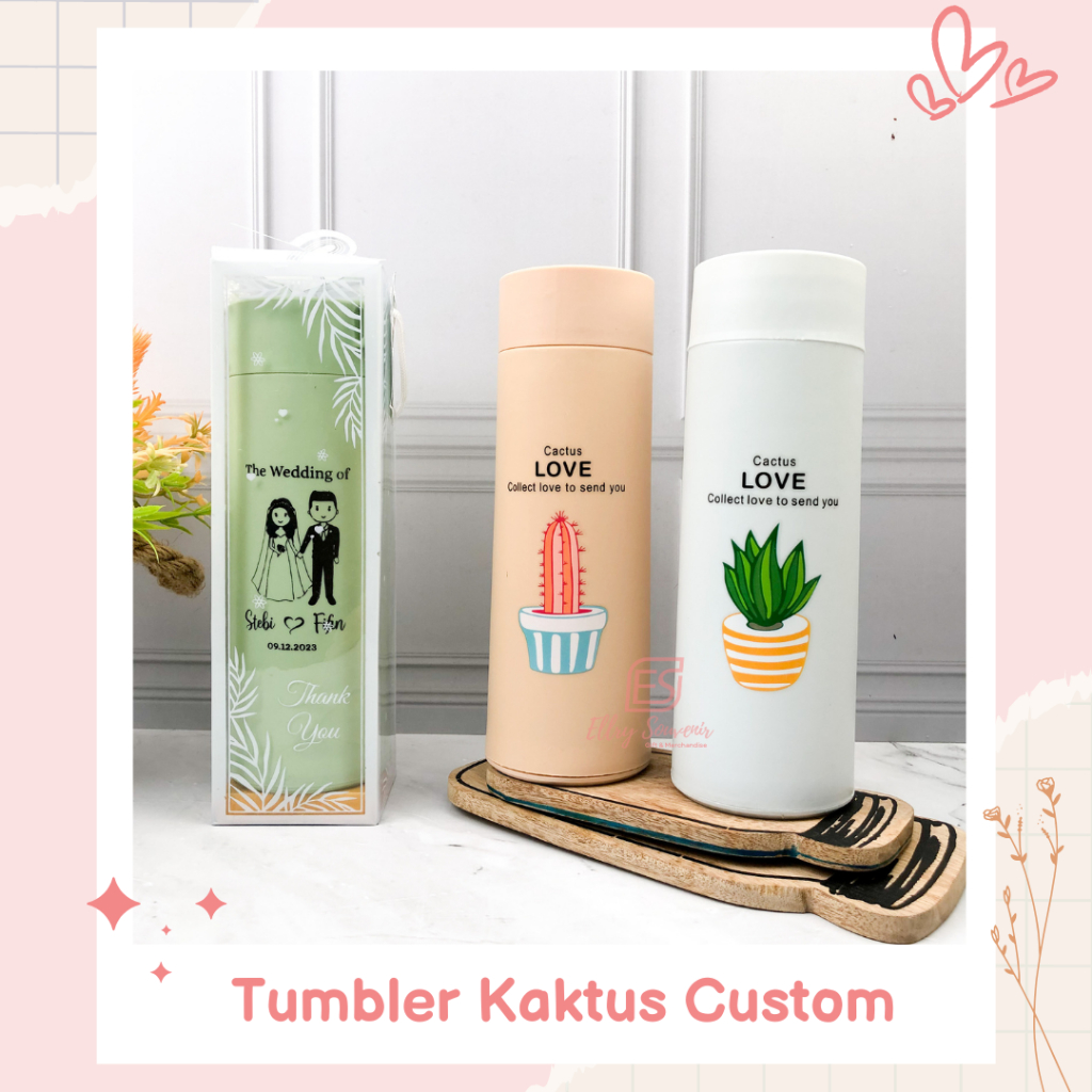 Souvenir Botol Tumbler Kaca Kaktus Custom Sablon