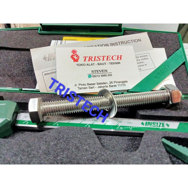 Baut mur stainless m12 x 140 THE A2-70 kunci baut 19 baut 17 ss 304