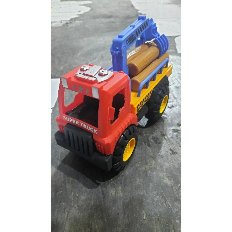 Mainan Anak Mobil Truk Derek Kayu - Mainan Truk Angkut Kayu