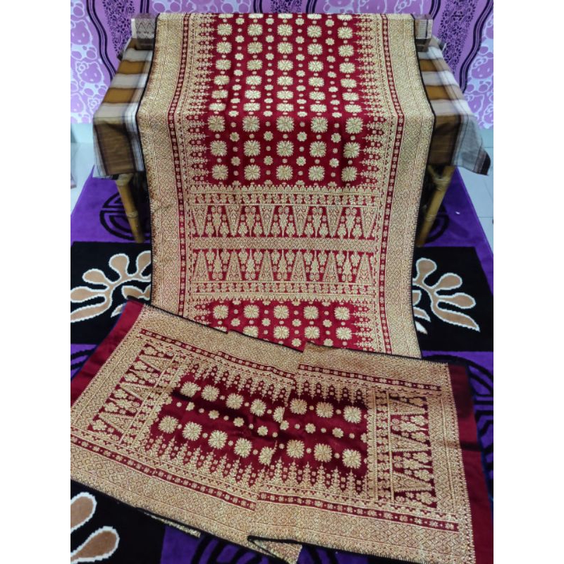 songket Palembang asli benang emas kristal berlian