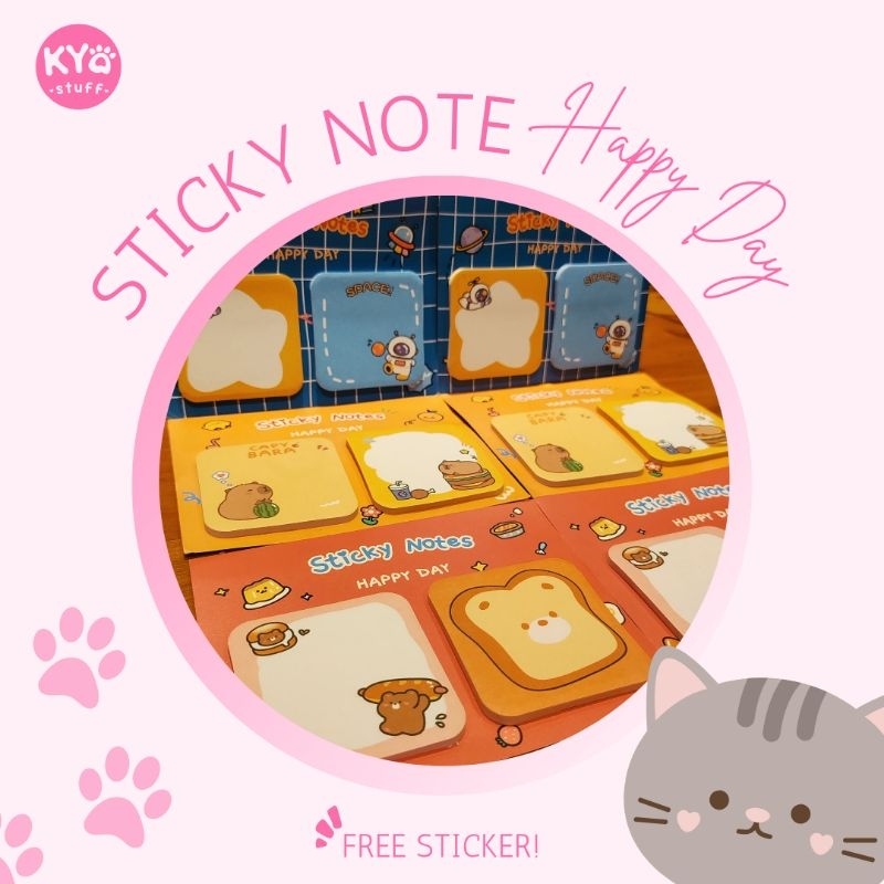 

(Kyo Stuff) Sticky Note Lucu Cute Karakter Funny Label Notes Imut Kartun Catatan 60 Lembar Colorfull