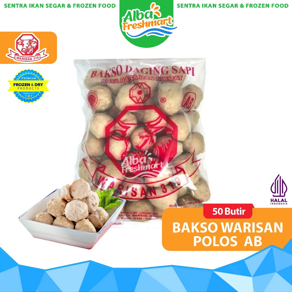 Bakso Sapi WARISAN Merah AB 50 Butir / Bakso Warisan Urat / Bakso Warisan Polos / Bakso Daging Sapi