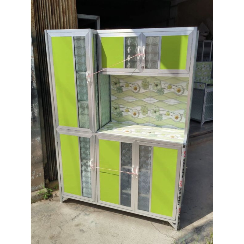 LEMARI DAPUR 3 PINTU / RAK PIRING DAPUR ALUMINIUM 3 PINTU MOTIF
