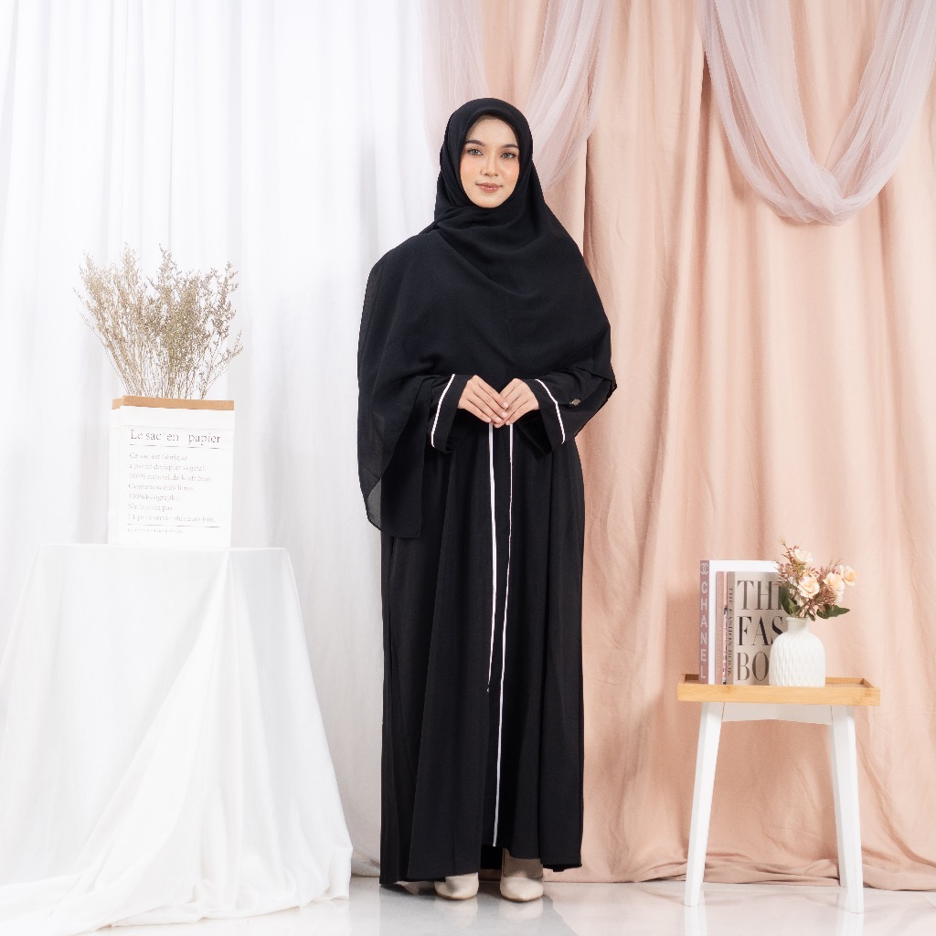 DUA SISI LAIQA ABAYA JETBLACK MADINAH