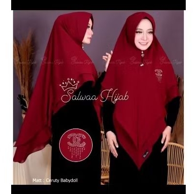 hijab / jilbab / khimar jumbo 2 layer payet mutiara swarovski warna putih tulang / BW