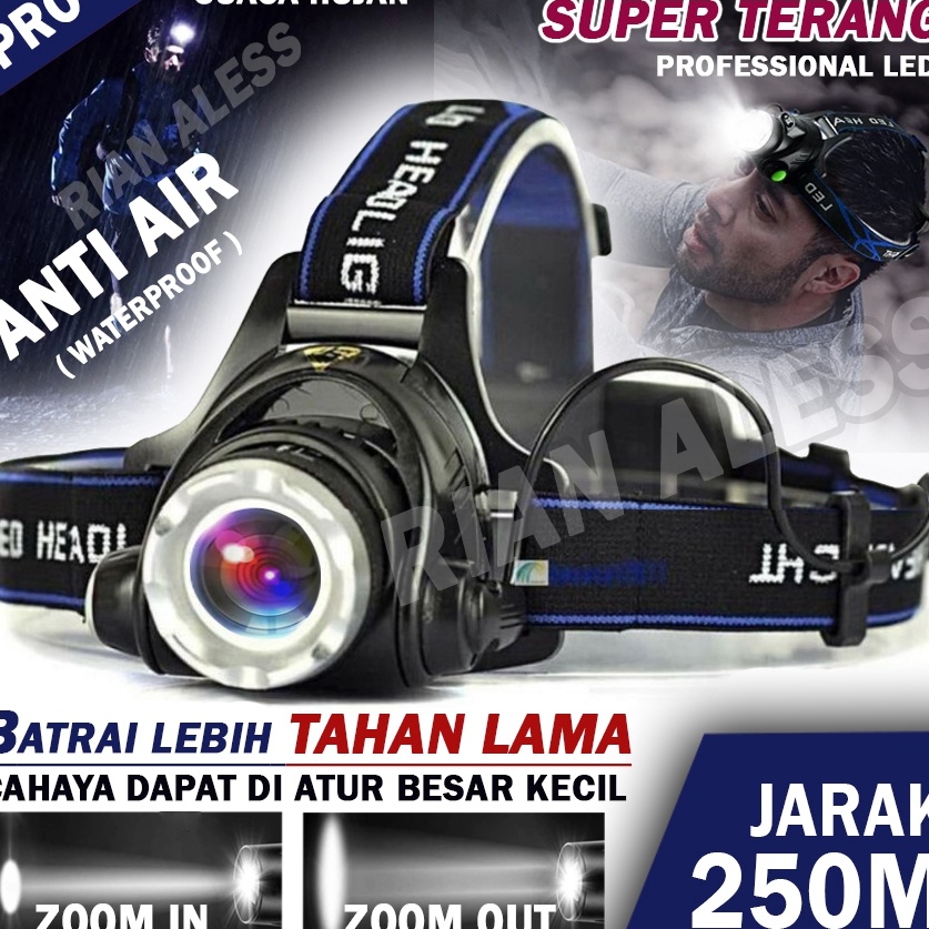 Murah Gembira  Senter Led Kepala Super Terang Anti Air Waterproof Lampu Senter Sentar Kepala Led Pal