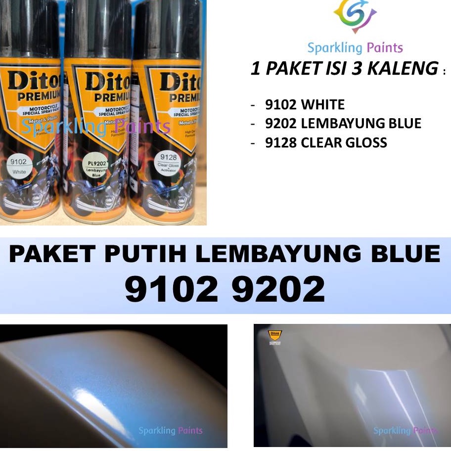 Serba Serbu PAKET Diton Premium Lembayung Blue 922 PL PL922  White 912  Clear 9128 Cat Putih Biru Ef