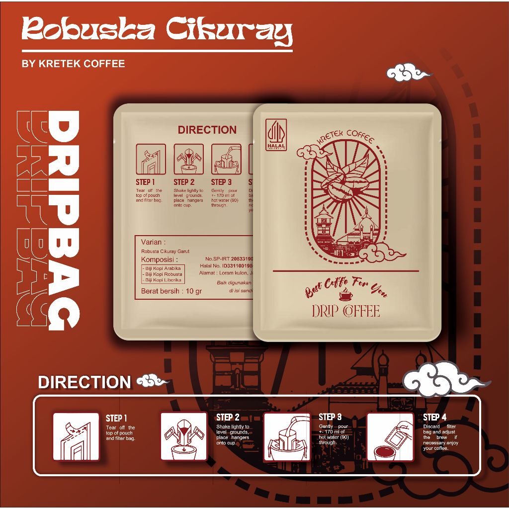 

Dripbag - Kopi Cikuray / Robusta Cikuray / Kopi Garut / Robusta Cikuray Garut / Kopi Sachet / Kopi Drip Bag / Drip Bag Coffee / Kretek Coffee / Kopi Kudus