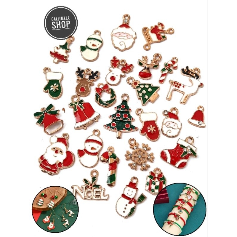 CHARM BANDUL CHRISTMAS | BAHAN KERAJINAN TANGAN GELANG KALUNG STRAP MASK MASKER BROS DIY CRAFT