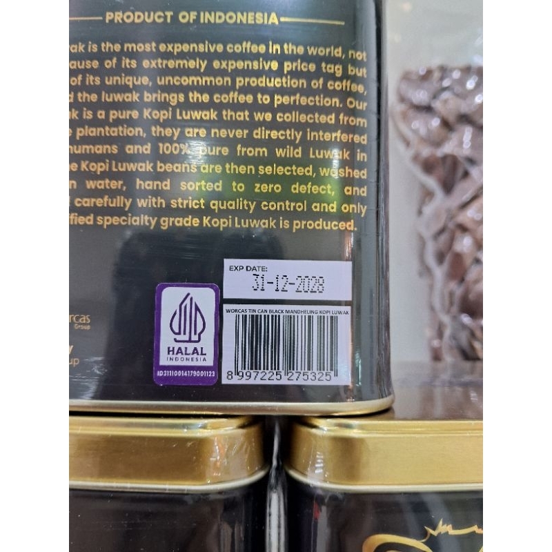 

GFD Mandheling Kopi Luwak Worcas kemasan kaleng 100gr FREE PAPER BAG WORCAS