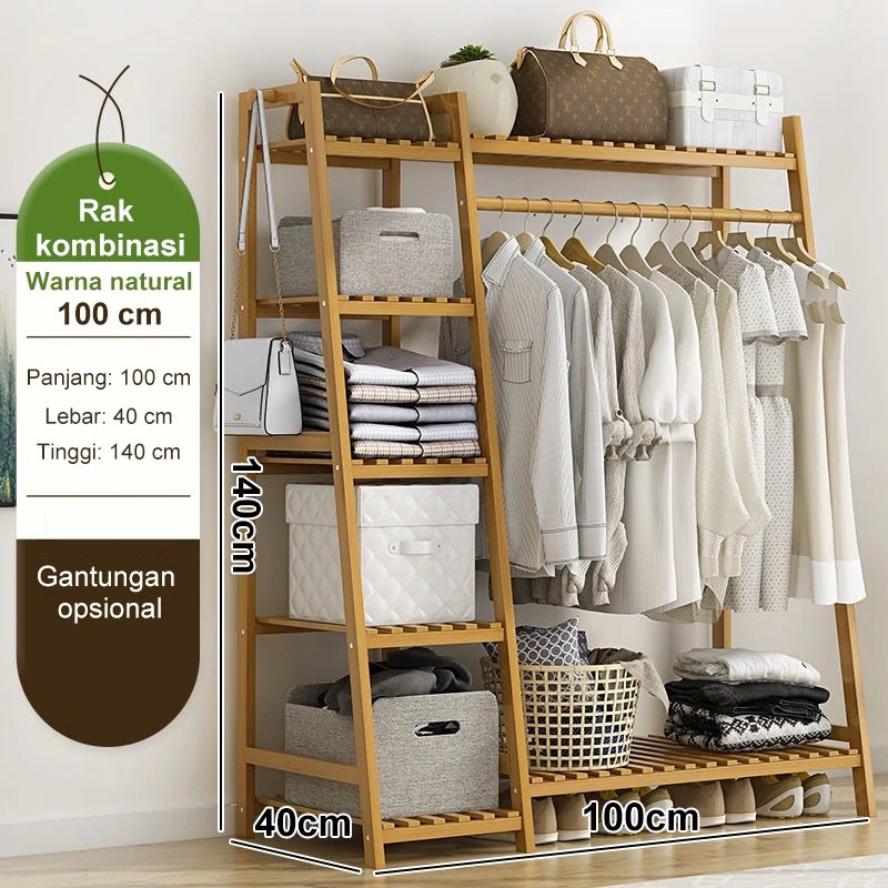 ALMARI BAJU MODEL KAYU JATI BERKWALITAS GANTUNGAN BAJU RAK SUSUN ALMARI SERBAGUNA / ALMARI SIMPLE / 