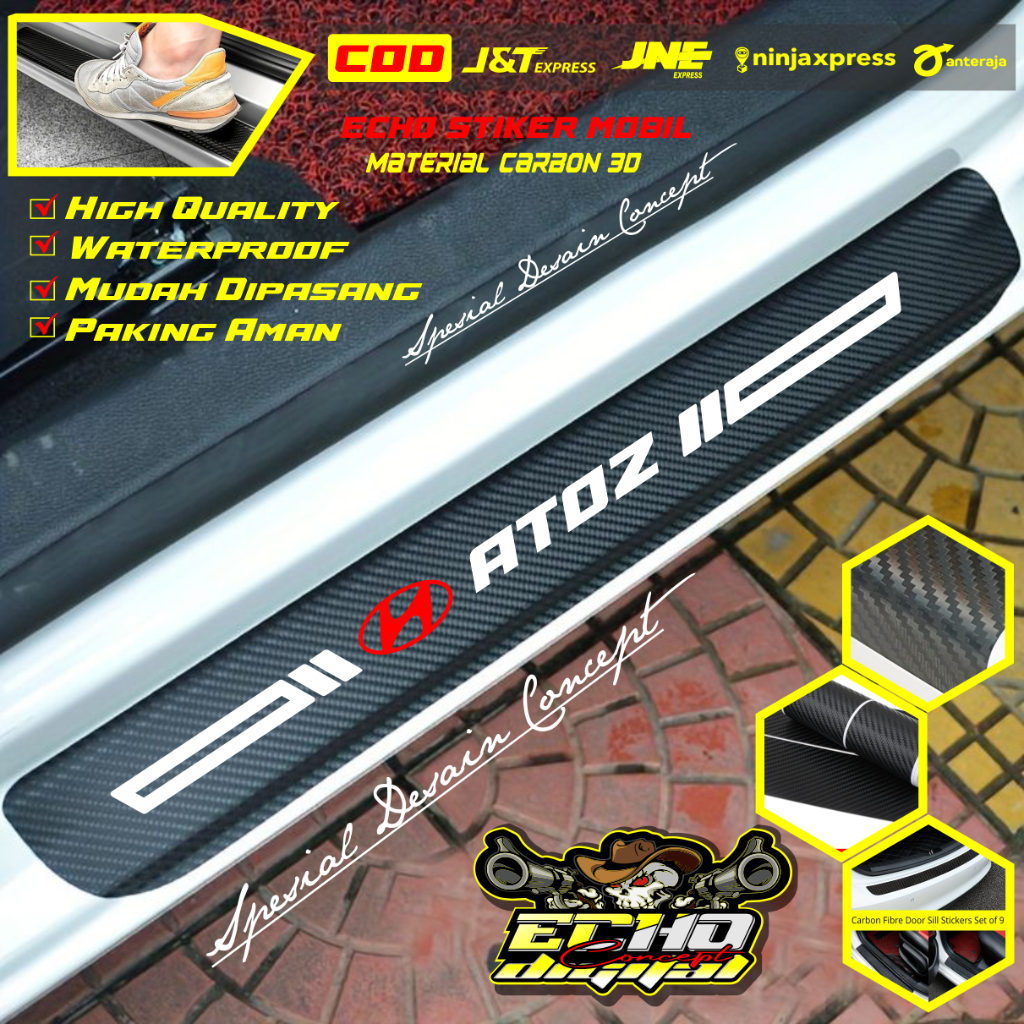 Sticker Sill Plate Carbon 3d Mobil Atoz Sticker Karbon 3d Pelindung Pijakan Bumper Bagasi Hyundai At