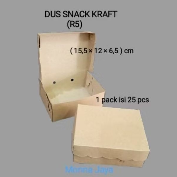 

Dus Snack- Kotak Snack R5- Box Snack Renda Kraft Coklat- Non Laminasi - Tebal Isi 25 pcs