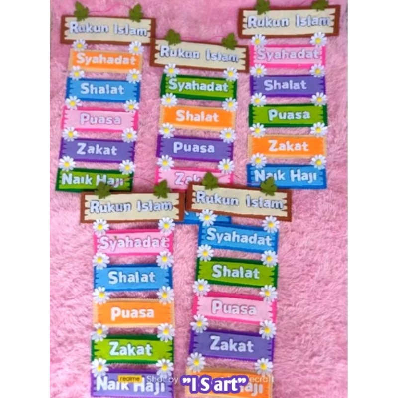 Hiasan Kelas/Rukun Islam/Rukun Iman/Aksesoris/Dekorasi/kerajinan kain flanel/Hiasan dinding/