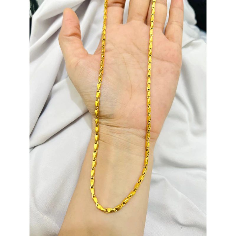 KALUNG PADI 2SK LAPIS EMAS 24K KALUNG PADI PENDEK MOTIF PADI