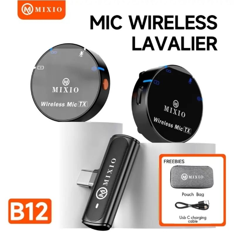 MIXIO B12 Mic wireless lavalier live clip on hp microphone tipe C mixio B 12