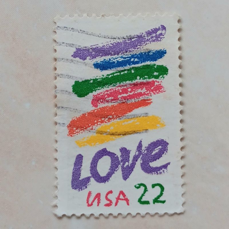 

(AD) Perangko Amerika Serikat 1985 Love - 1985 Series - Coloured Lines and 'Love' 22 cent Used