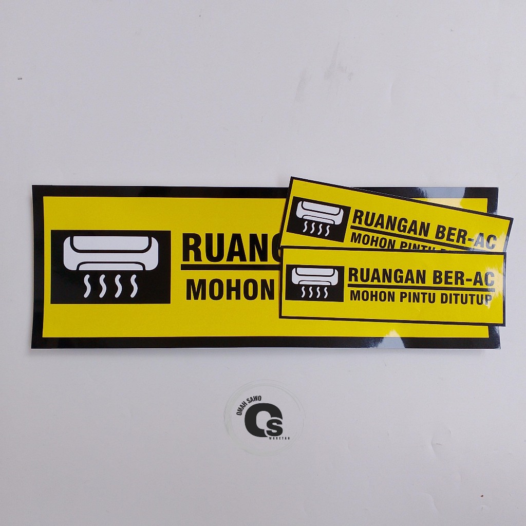 Stiker Ruangan Ber-AC Mohon Tutup Pintu - Stiker Tutup Pintu Ruangan Ber-AC