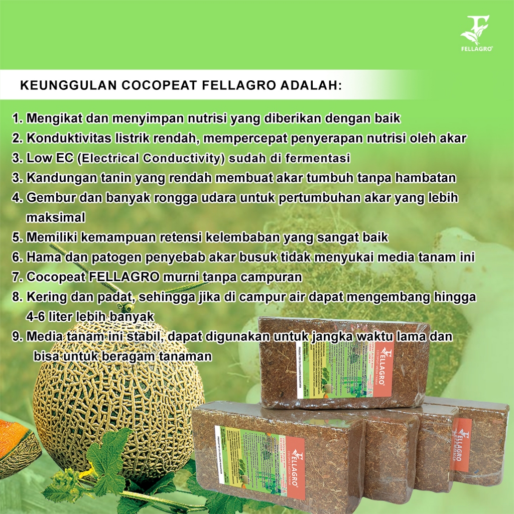RK FELLAGRO COCOPEAT BLOCK 650GRAM MEDIA TANAM ORGANIK TANPA CAMPURAN
