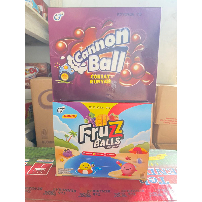 

Cannon Ball dan Fruzz ball isi 24pcs Coklat dan Cewy gummy