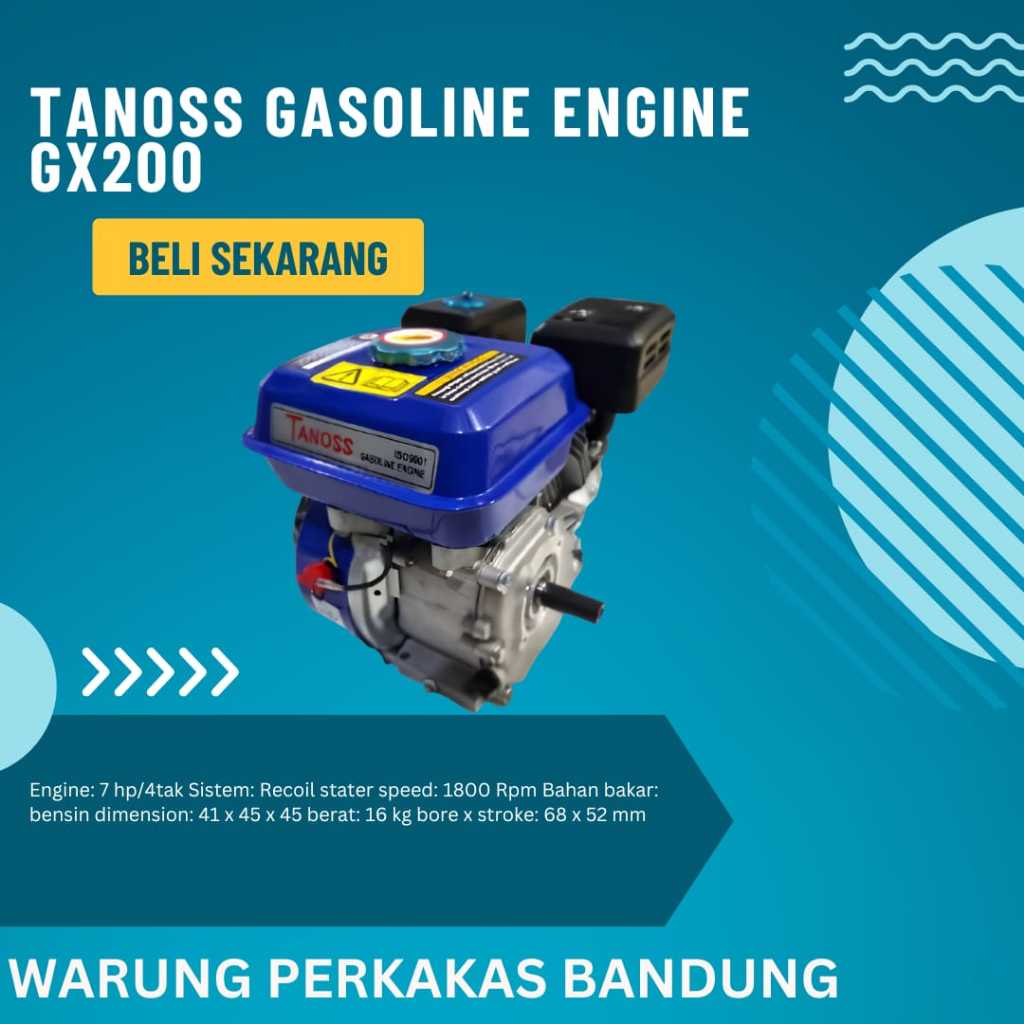 Engine TANOSS GX 160 6 HP Mesin Penggerak GX 160 Gasoline Bensin
