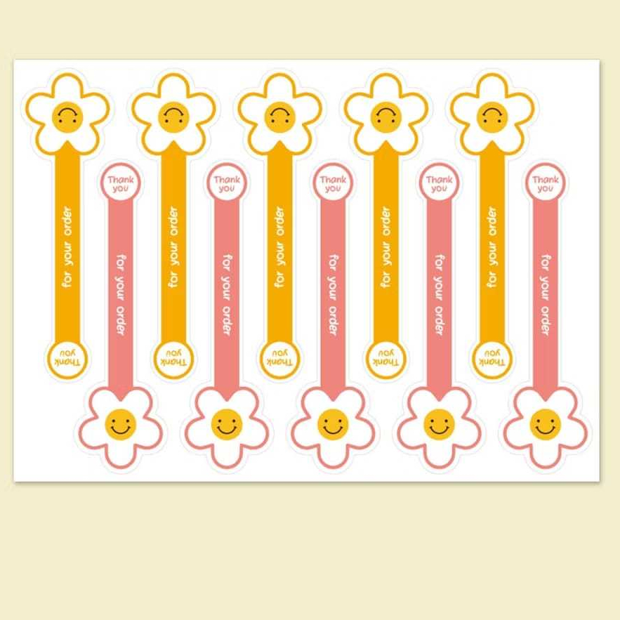 100 PCS STIKER THANK YOU Sticker Label Thank you for you order Stiker bunga H-358