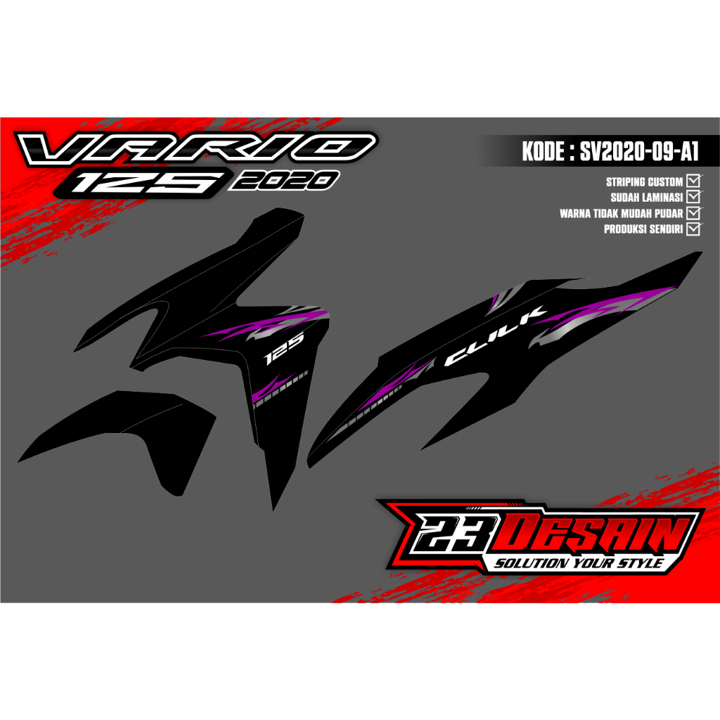 STRIPING VARIO 125 NEW STIKER VARIO GEN1 CUSTOM STIKER VARIO 125 NEW GEN 1 MINIMALIST SV2020-09