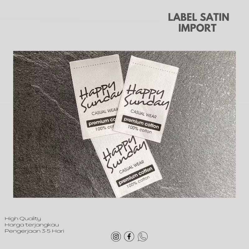 

(FREE DESIGN) 100pcs Label Satin import Label Custom Label satin putih Label Hijab Label Merk pakaian