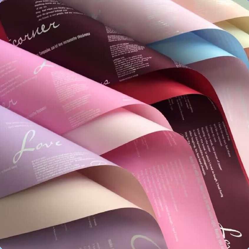 

CELLOPHANE - TULISAN Flower Wrapping Bicolor 2Side Writing Cellophane Paper Korean Kertas Buket Bunga Bouquet