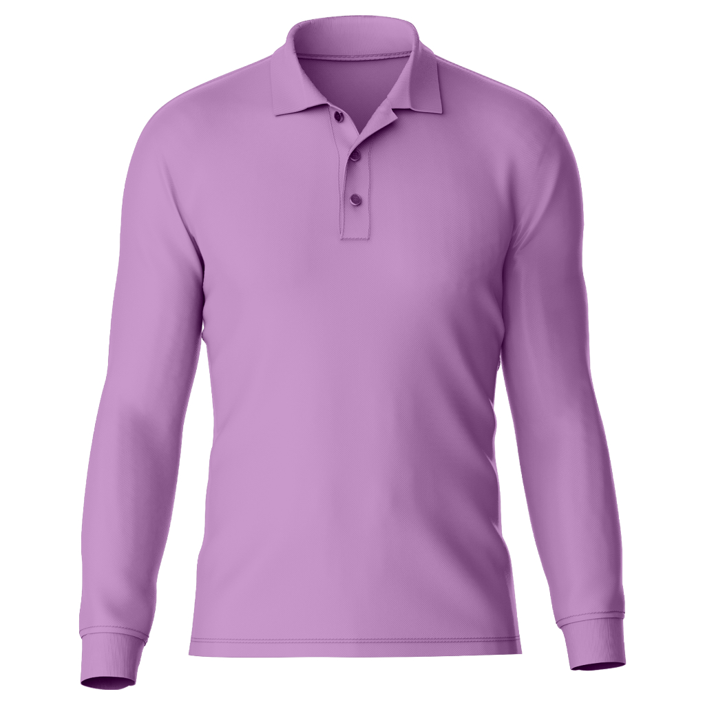 Kaos kerah polos lengan panjang LILAC/ UNGU MUDA wanita pria S, M, L, XL, XXL, 3XL