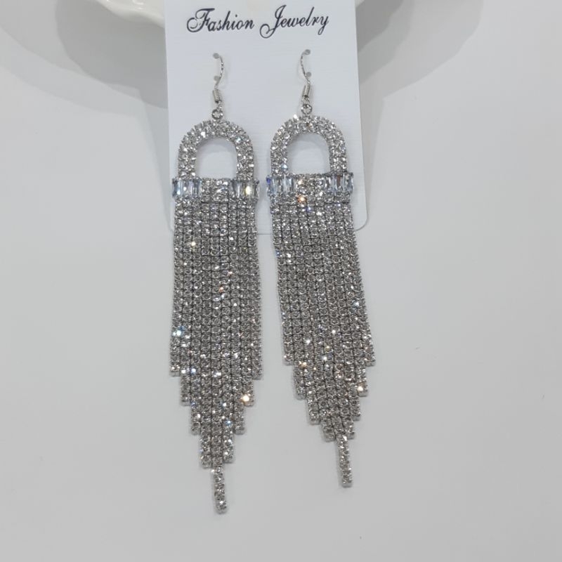 ANTING TUSUK PERMATA PANJANG JUNTAI MEWAH / ANTING PESTA PERNIKAHAN / HIGH QUALITY