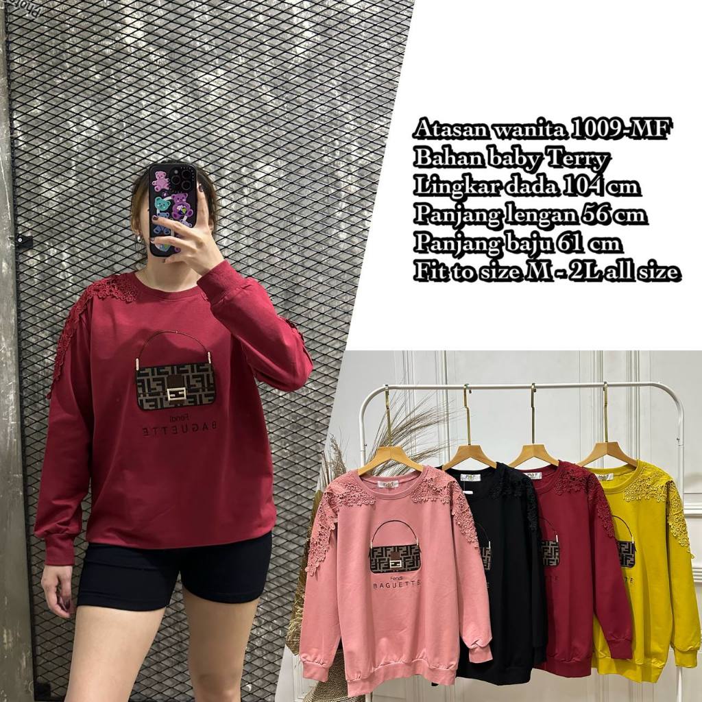KAOS 1009-MF KAOS LENGAN PANJANG SWEATER IMPORT LD 104 FIT M-2L BISA COD