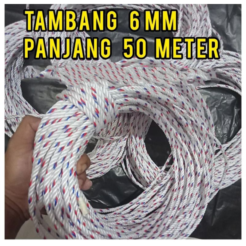 

Tali tambang plastik PPd 6mm Serbaguna 50m