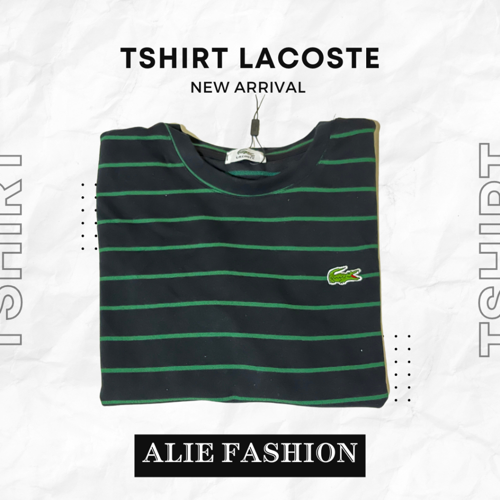 Kaos Strip Garis- Garis Polos Pria & Wanita / Lacoste Tshirt