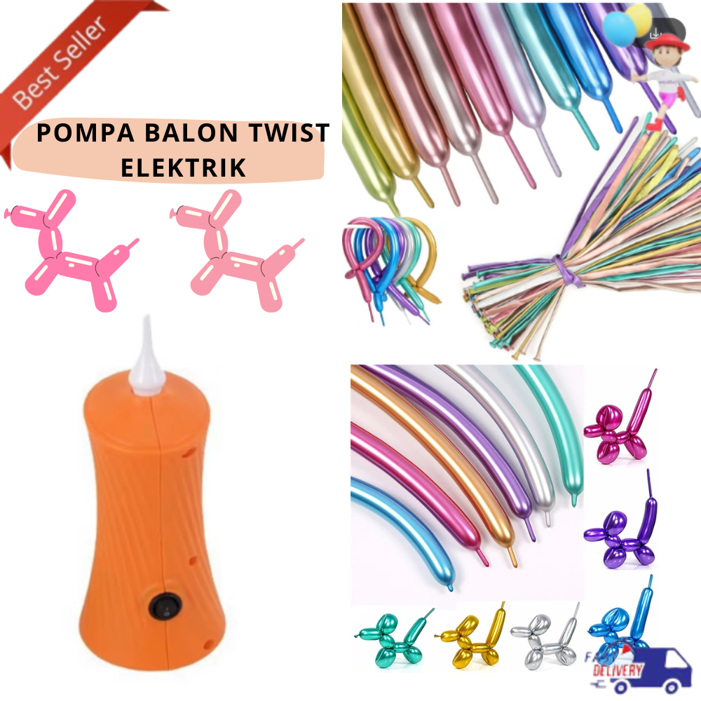 Pompa Balon Twist Elektrik / Pompa Balon Pentil Elektrik / Pompa Balon Cacing