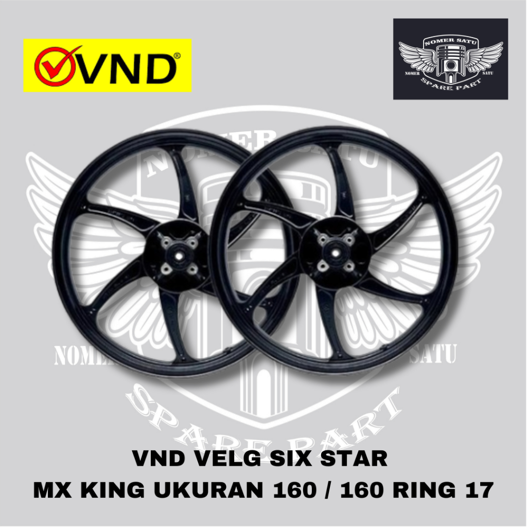 VND RACING VELG SIX STAR MX KING WARNA BLACK GLOSSY WHITE UKURAN 160 160 RING 17 ORIGINAL VND 100%