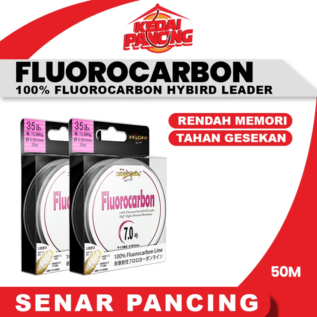 SENAR PANCING BLOOD 100% FLUOROCARBON 50M