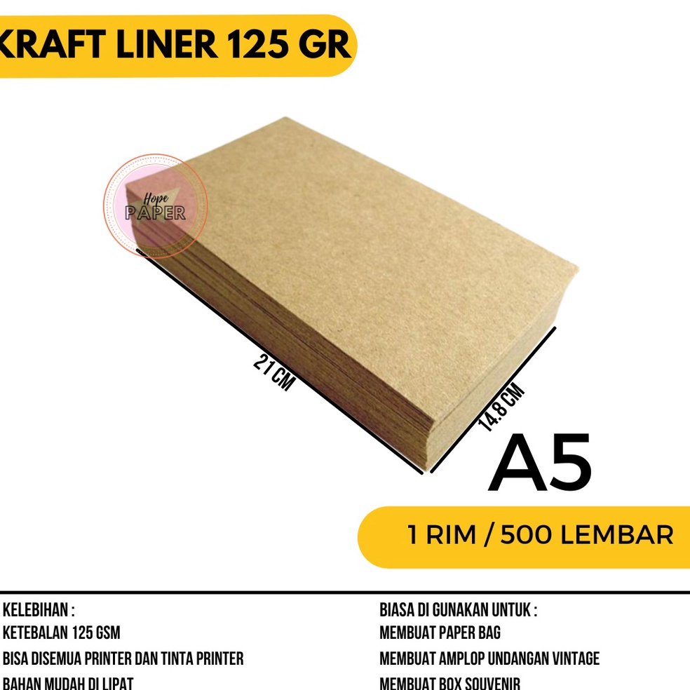 

Ready Stock Kertas Kraft A5 Liner 125 gsm isi 5 lembar Kertas Bahan Paper Bag Kertas Paper Bag Y34