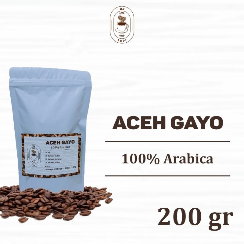 

Kopi Arabika Aceh Gayo Arabica Coffee Roast Beans 200gr Biji Bubuk