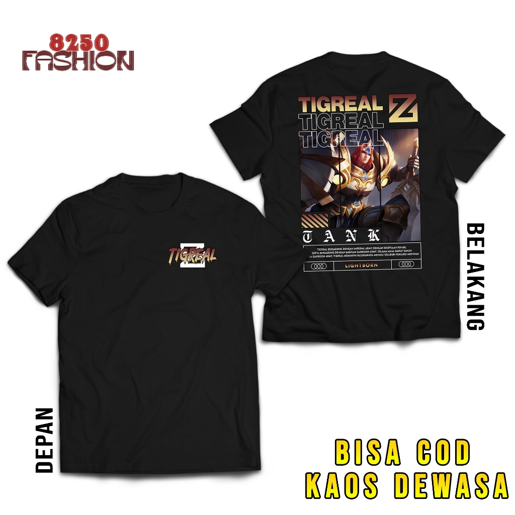 KAOS MOBILE LEGEND TIGREAL LIGHTBORN KAOS TIGREAL TANK KAOS ML VIRAL TSHIRT PRIA DAN WANITA